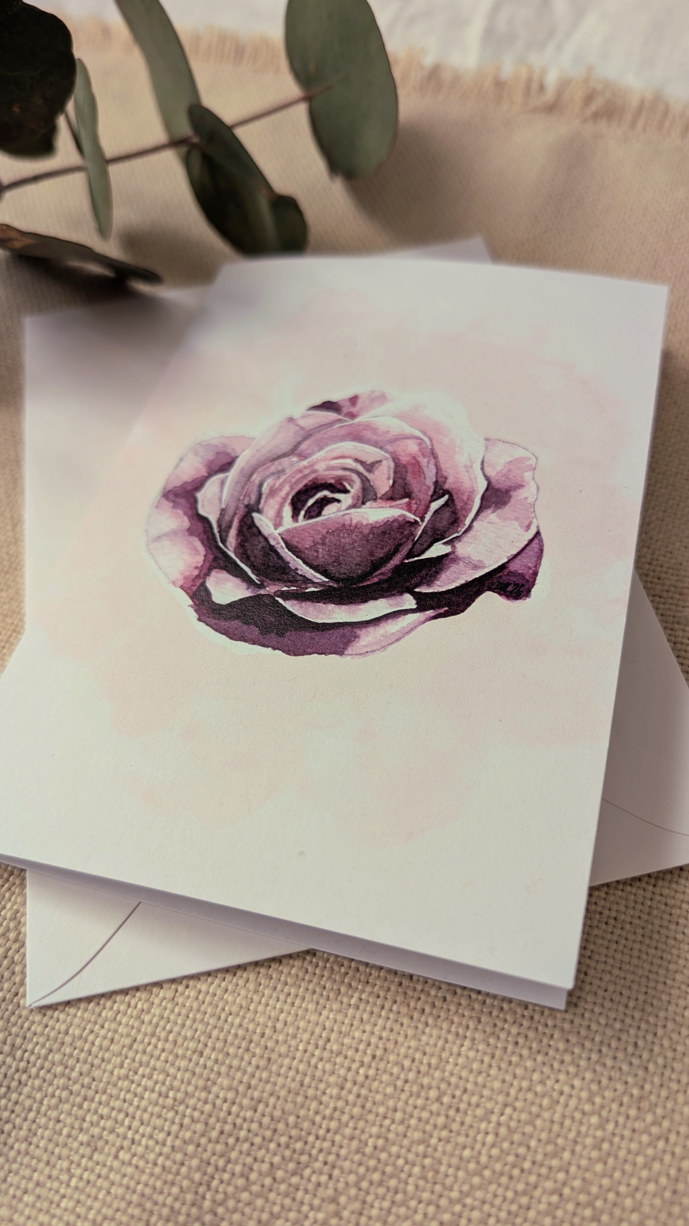 Sustainable Rose Greeting Card | Original Floral Watercolour Art