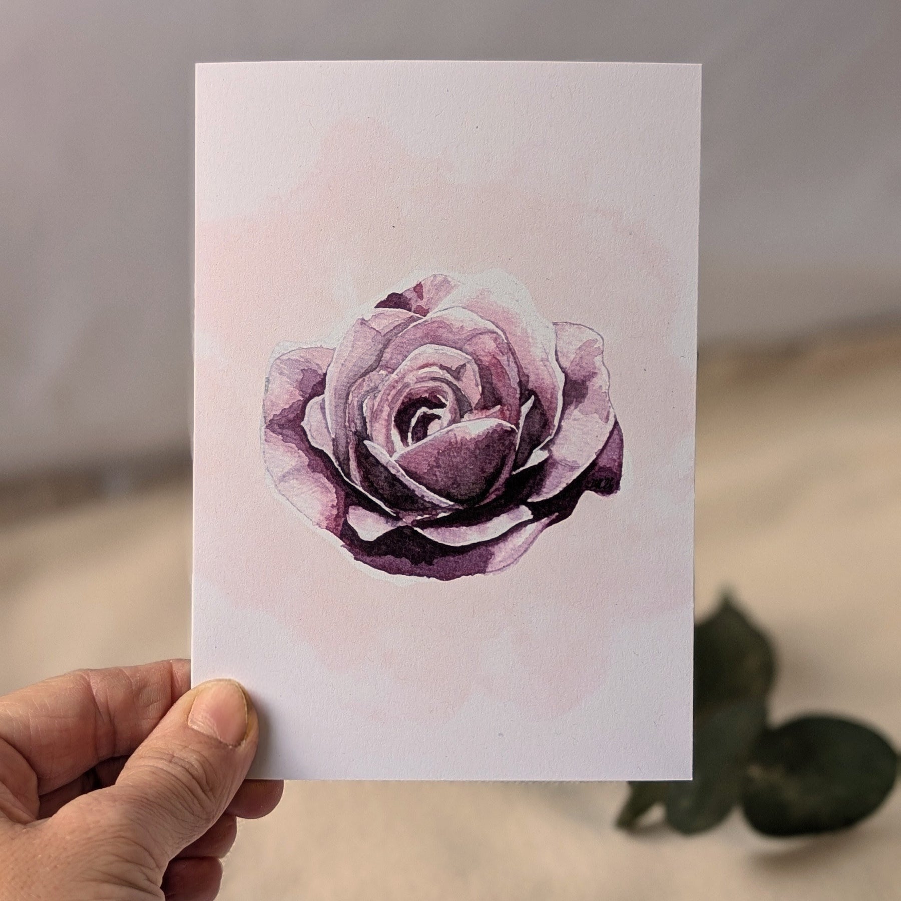 Sustainable Rose Greeting Card | Original Floral Watercolour Art