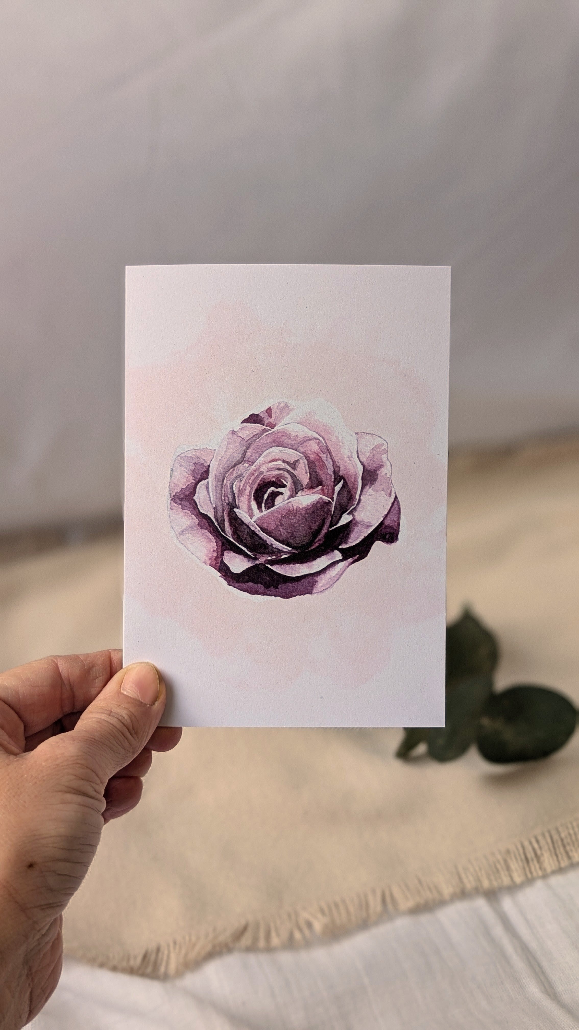 Sustainable Rose Greeting Card | Original Floral Watercolour Art