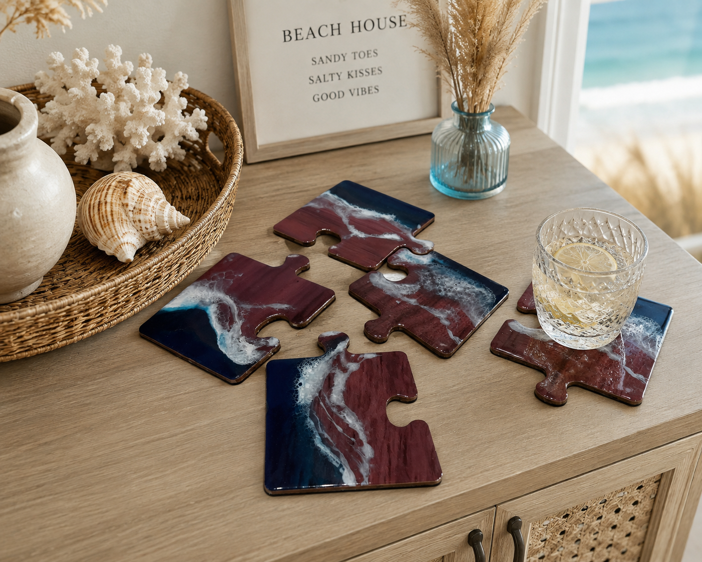 Coasters | wooden coasters | beach coasters | gift | gifts for her | home decor | gift ideas | dining room decor | wedding gifts | handmade