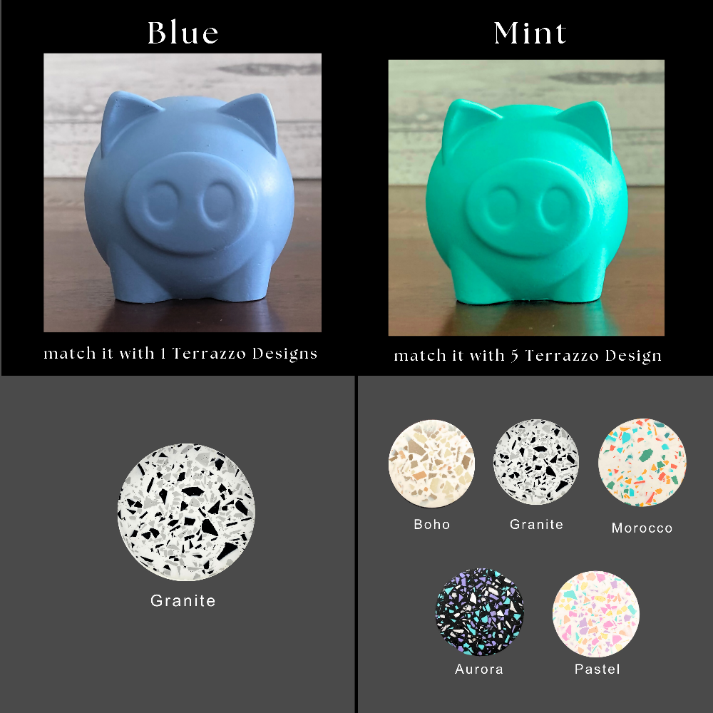 Blue & Mint_Piggie_terrazzo match