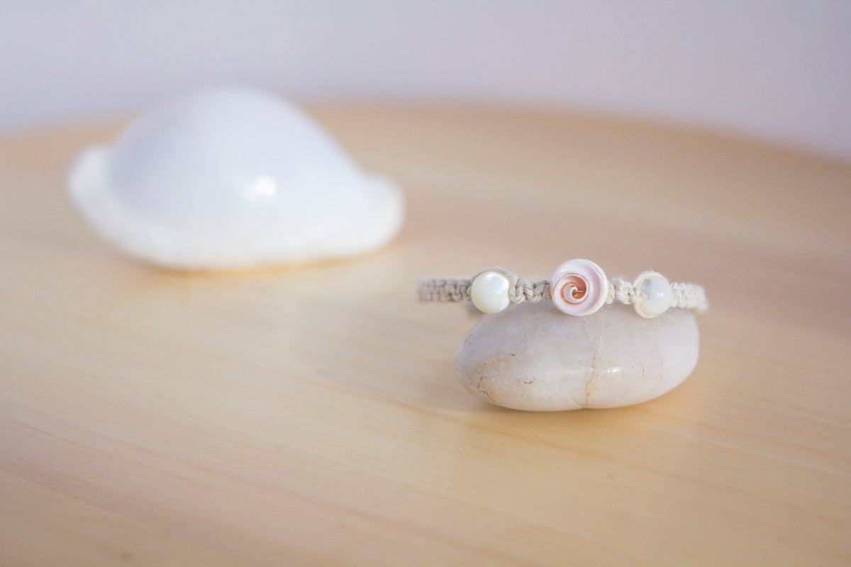 Shell and Mother of Pearl Macrame Wrap Bracelet | Cotton Cord Jewellery | Gift Set