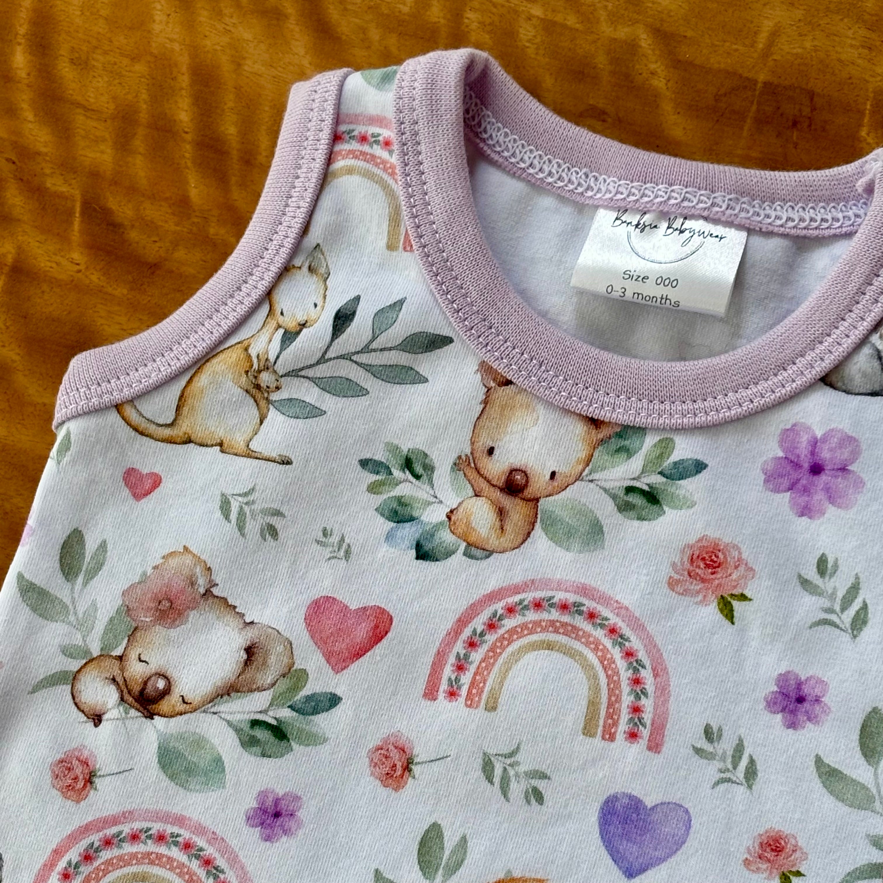 Baby Tank Bodysuit Gift Set | Purple Koalas | Size premmie to 2 | Made to Order