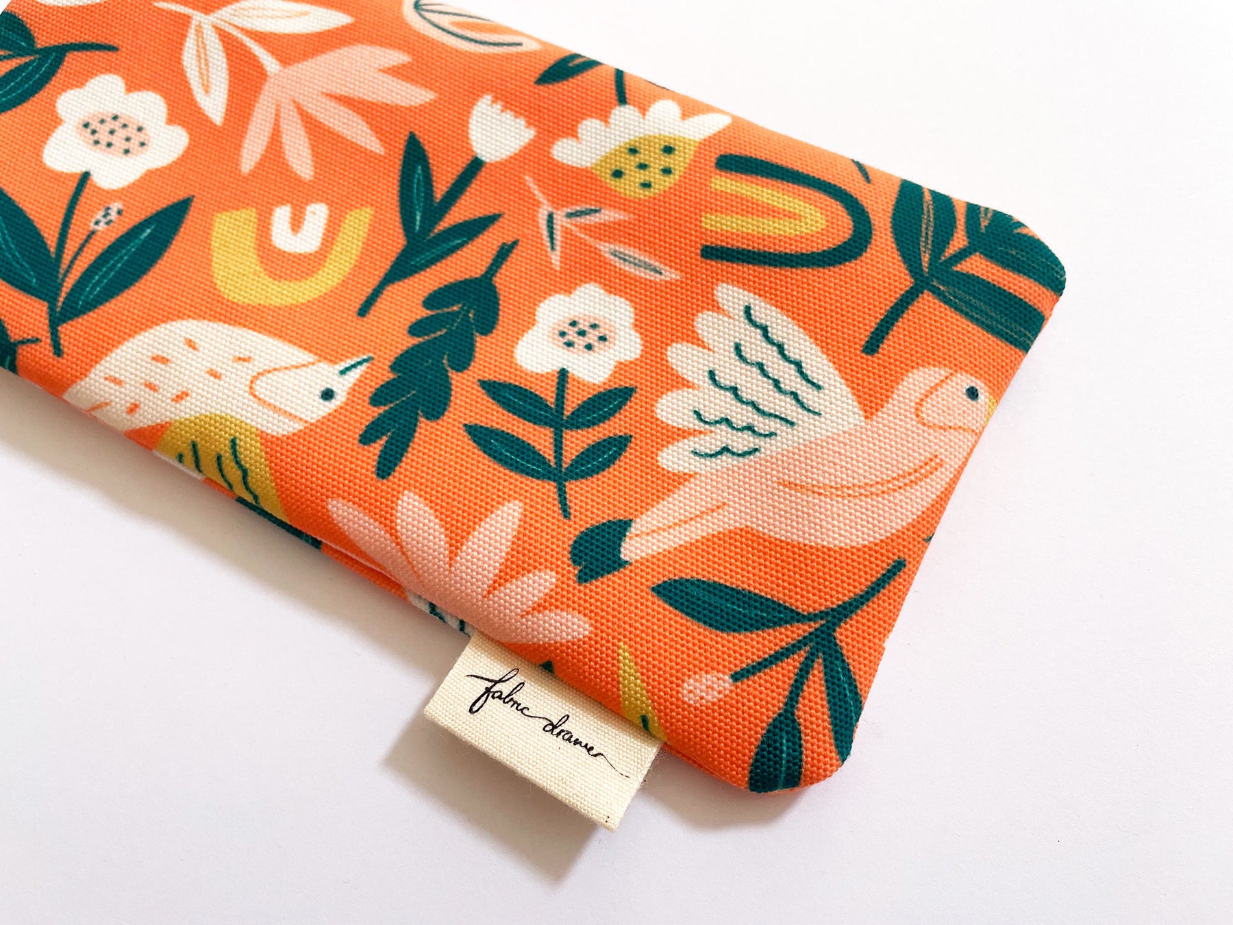 Fabric Glasses, Sunglasses Case, Handmade Pouch - Orange Flowers