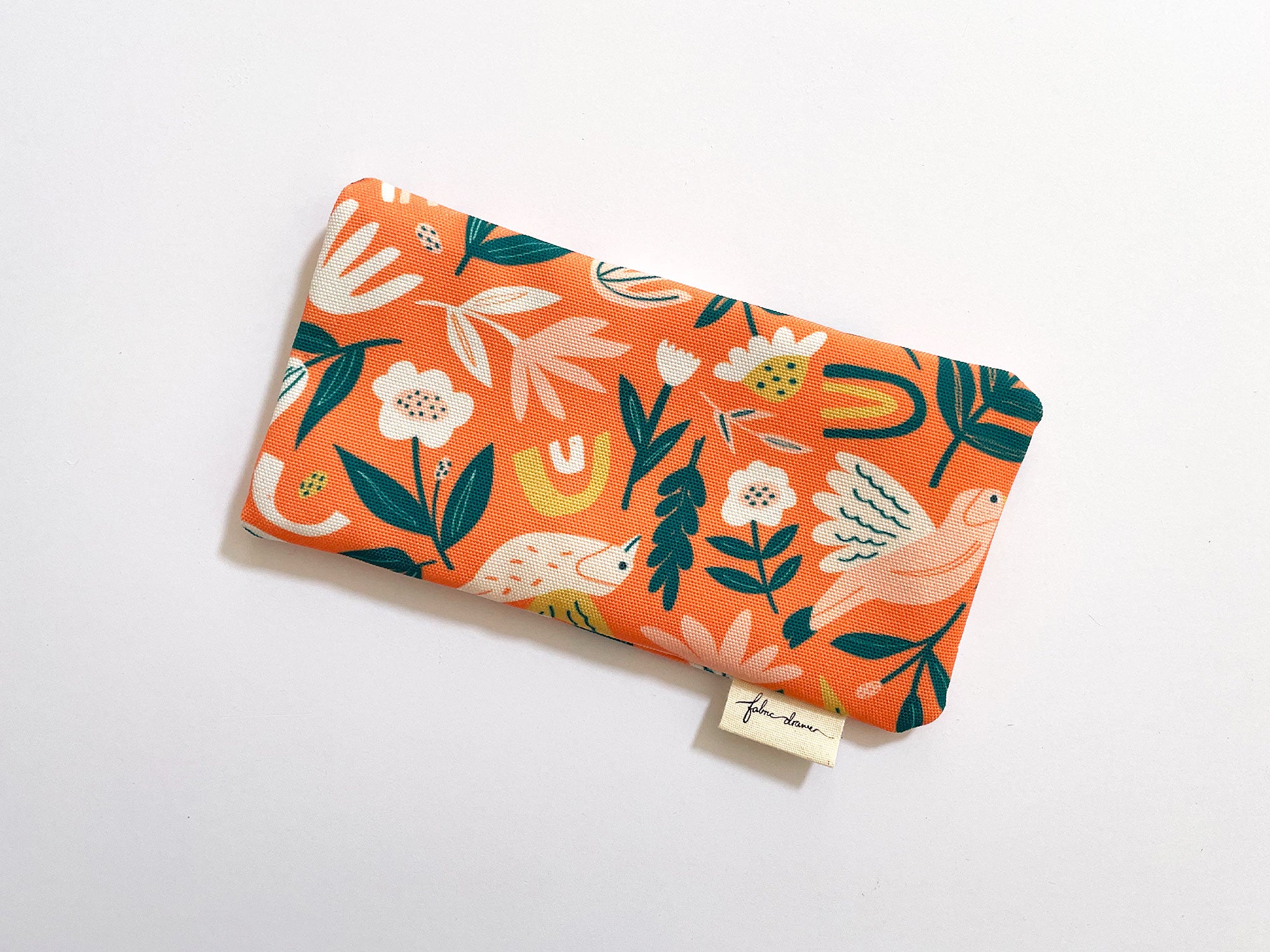 Fabric Glasses, Sunglasses Case, Handmade Pouch - Orange Flowers