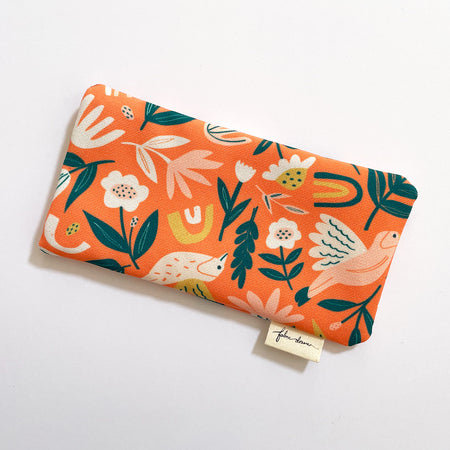 Fabric Glasses, Sunglasses Case, Handmade Pouch - Orange Flowers