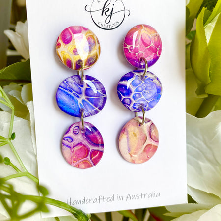 Artisan Hand Painted Stud Dangle Earrings