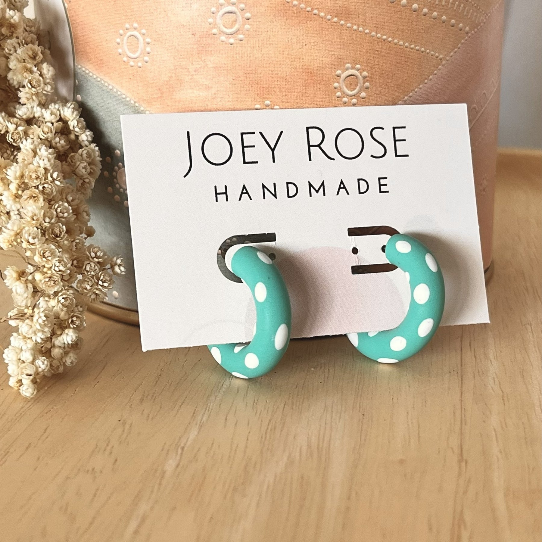 Small Polymer Clay Hoop Earrings - Various Colours