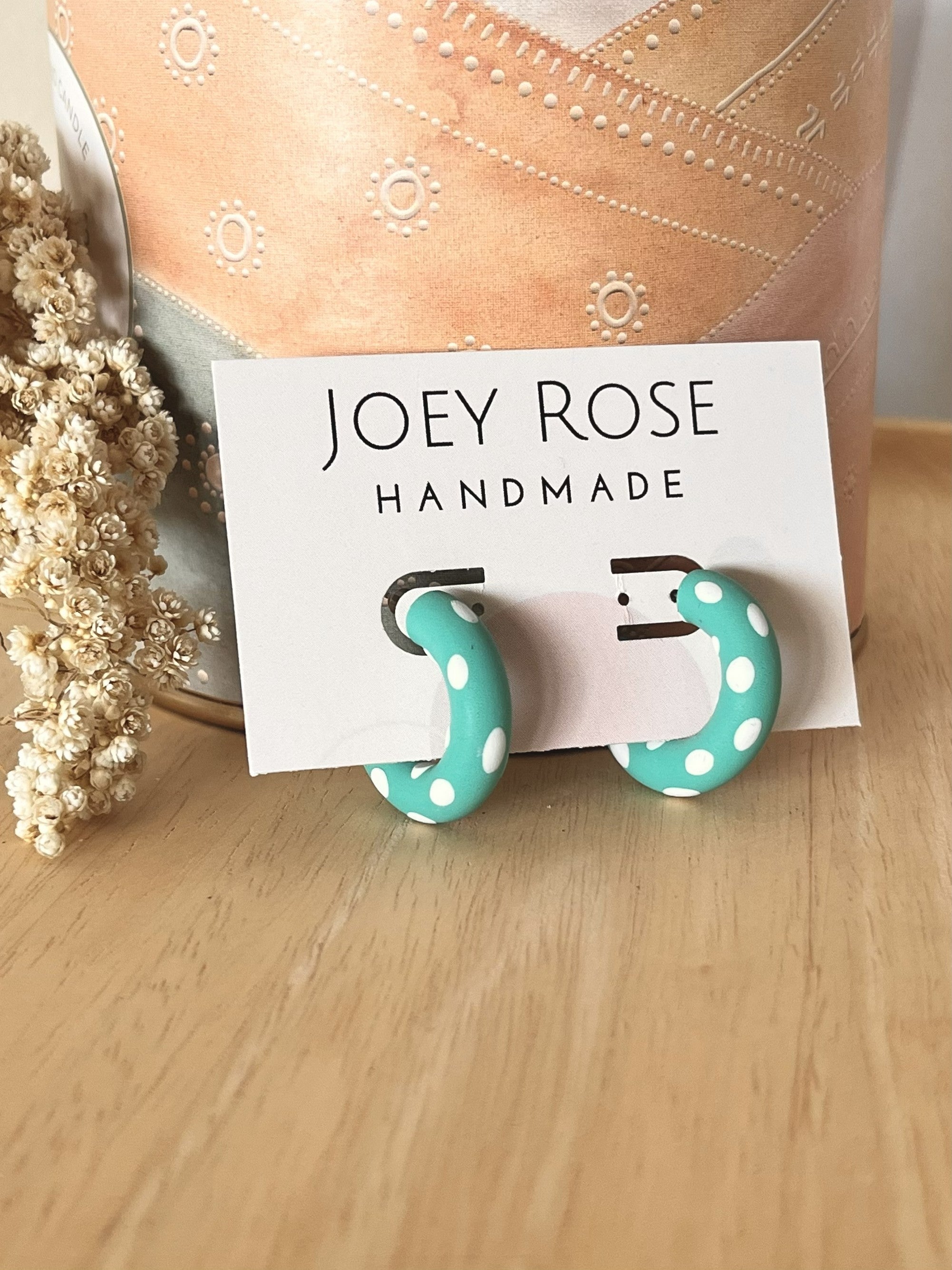 Small Polymer Clay Hoop Earrings - Various Colours