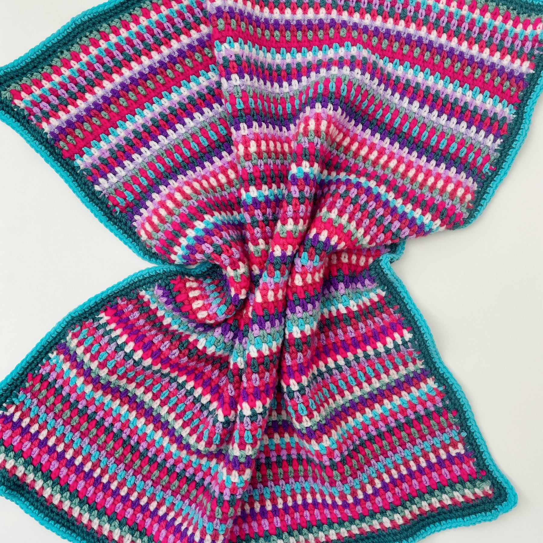 Handmade Crochet Baby Blanket – Colourful Scrappy Rainbow Blanket – One of a Kind