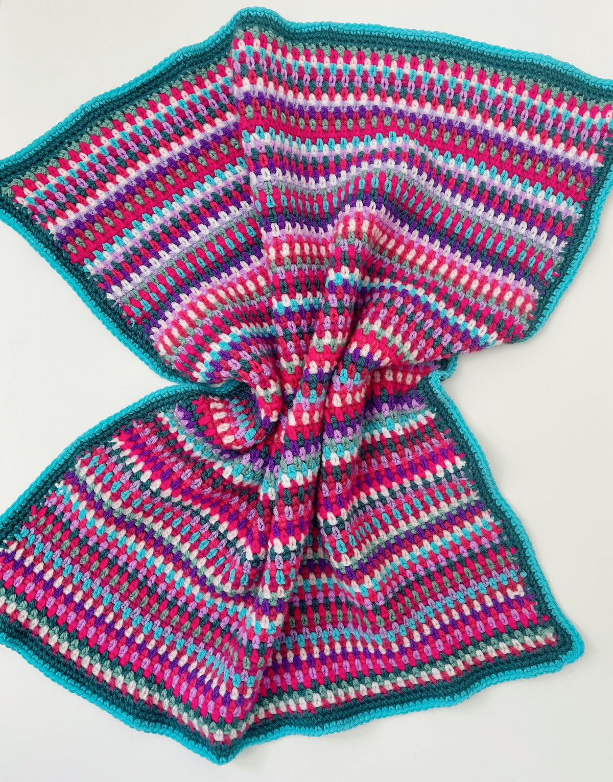 Handmade Crochet Baby Blanket – Colourful Scrappy Rainbow Blanket – One of a Kind