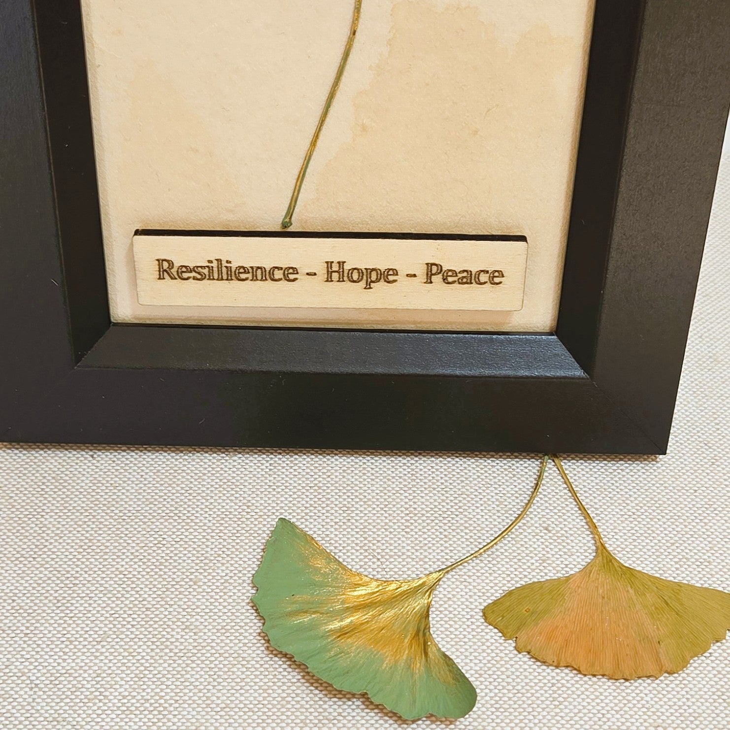 Ginkgo Leaf Art – Resilience • Hope • Peace - Black Frame