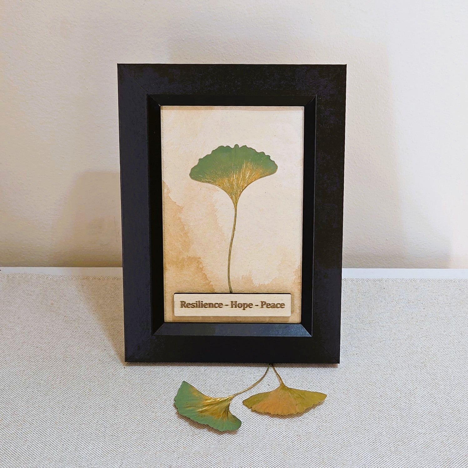 Ginkgo Leaf Art – Resilience • Hope • Peace - Black Frame