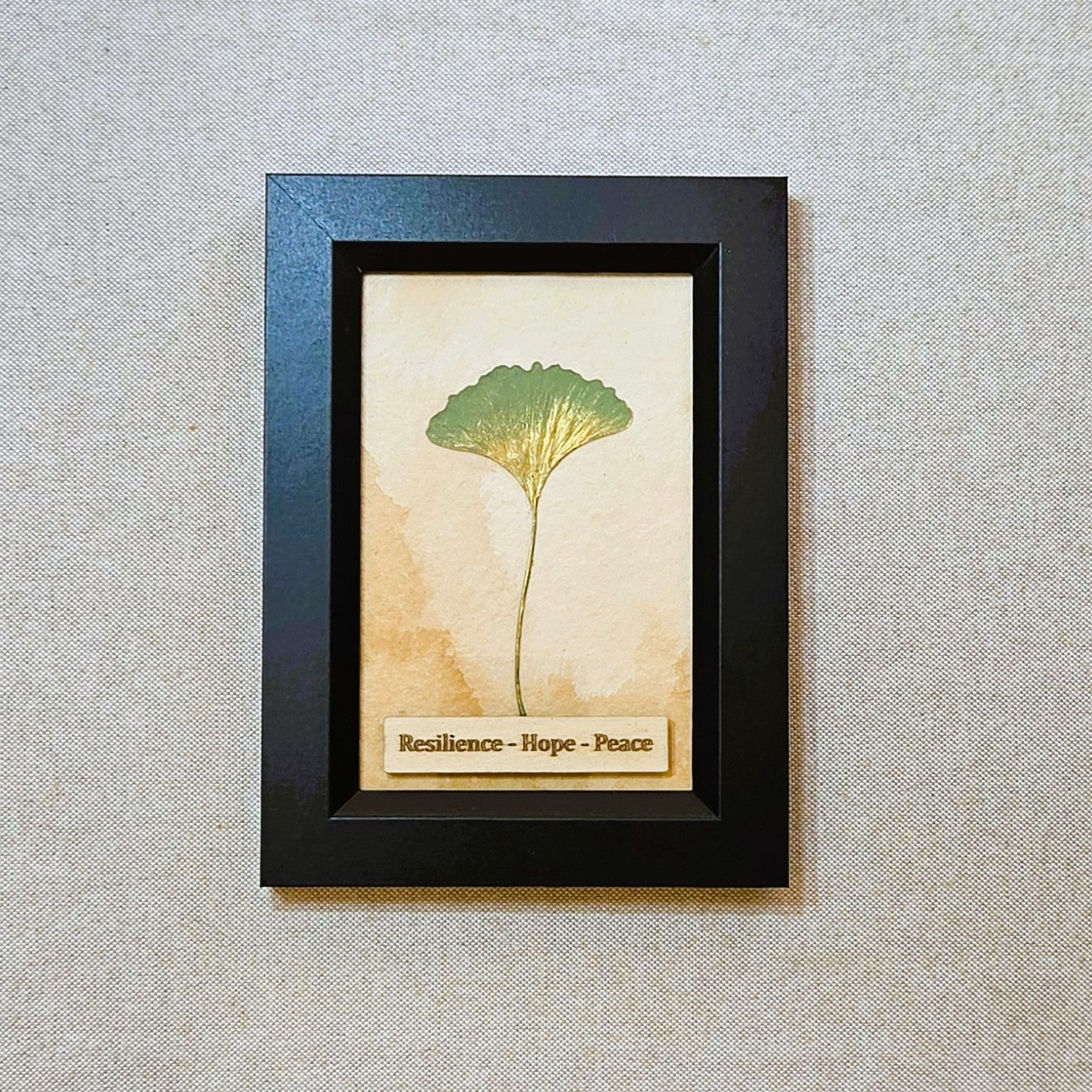 Ginkgo Leaf Art – Resilience • Hope • Peace - Black Frame