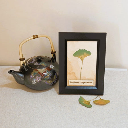 Ginkgo Leaf Art – Resilience • Hope • Peace - Black Frame