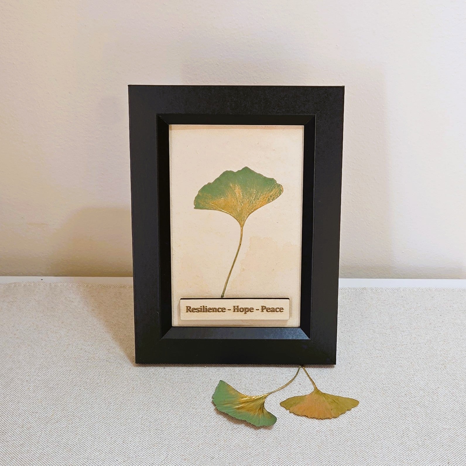 Ginkgo Leaf Art – Resilience • Hope • Peace - Black Frame