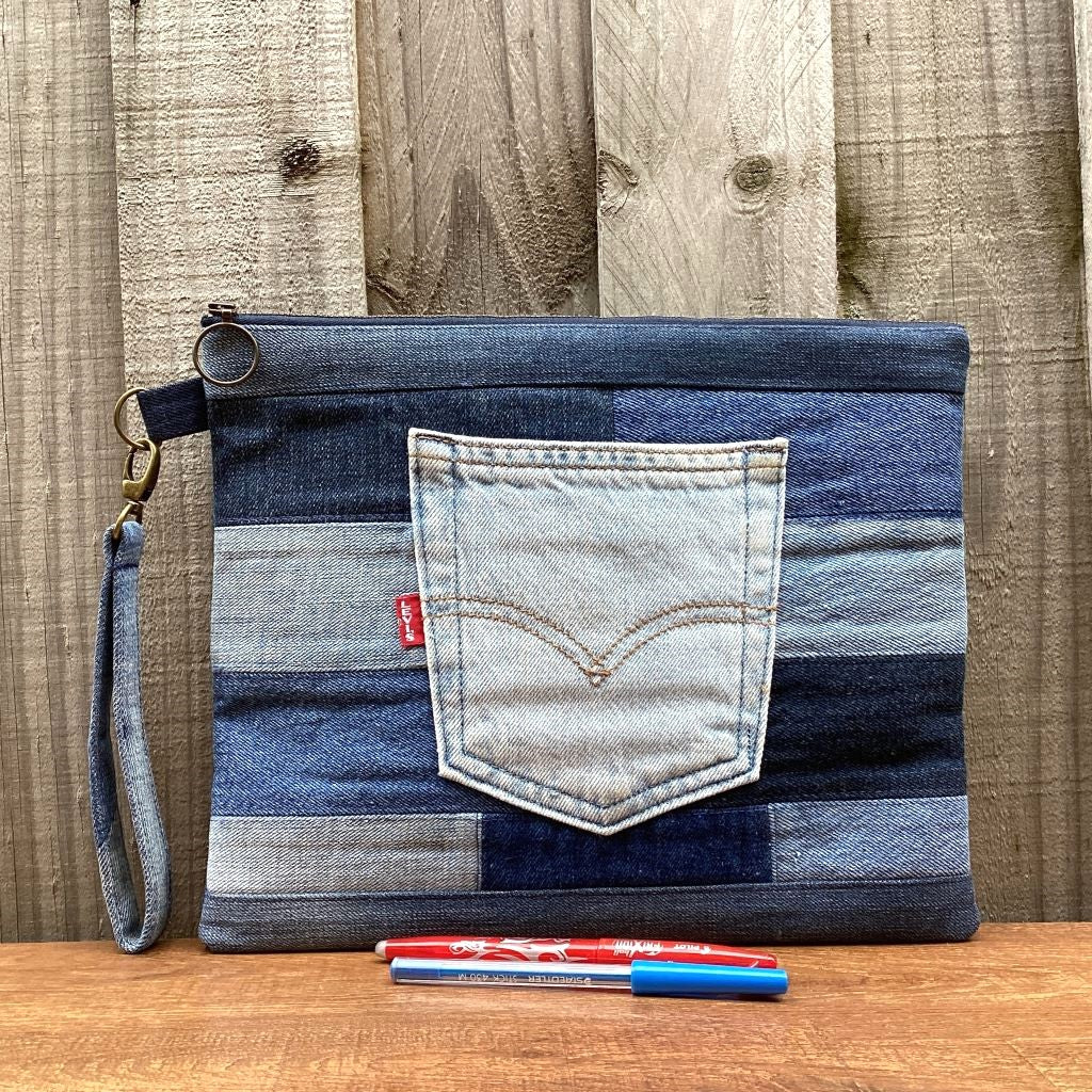 Large Upcycled Denim Pouch #1 – Back Pocket