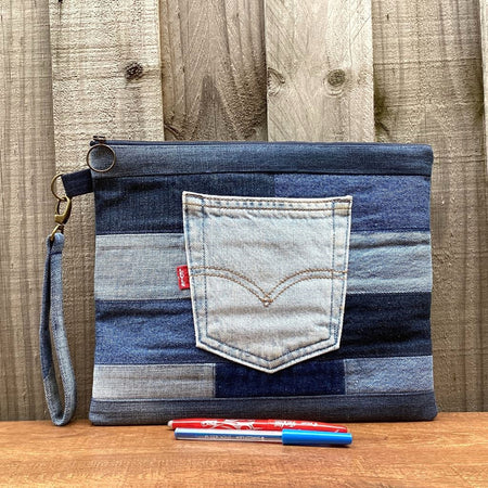 Large Upcycled Denim Pouch #1 – Back Pocket