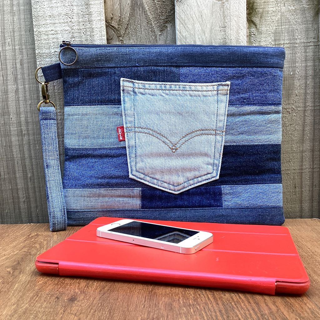 Large Upcycled Denim Pouch #1 – Back Pocket
