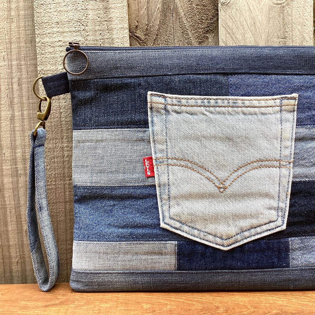Large Upcycled Denim Pouch #1 – Back Pocket