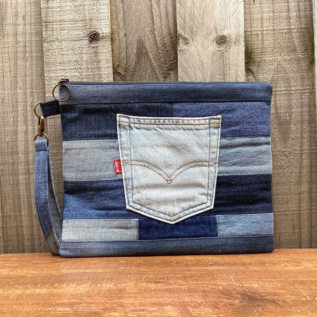 Large Upcycled Denim Pouch #1 – Back Pocket