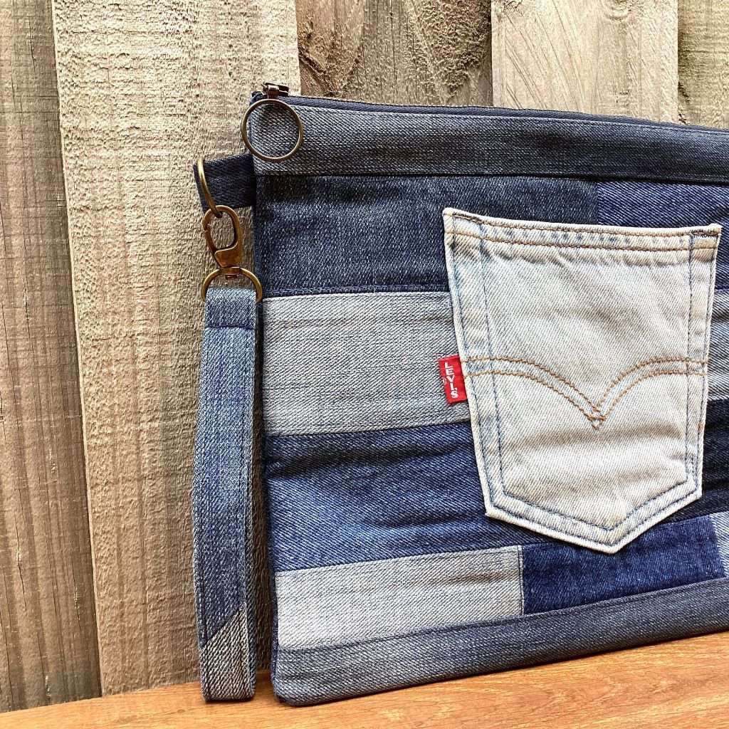 Large Upcycled Denim Pouch #1 – Back Pocket