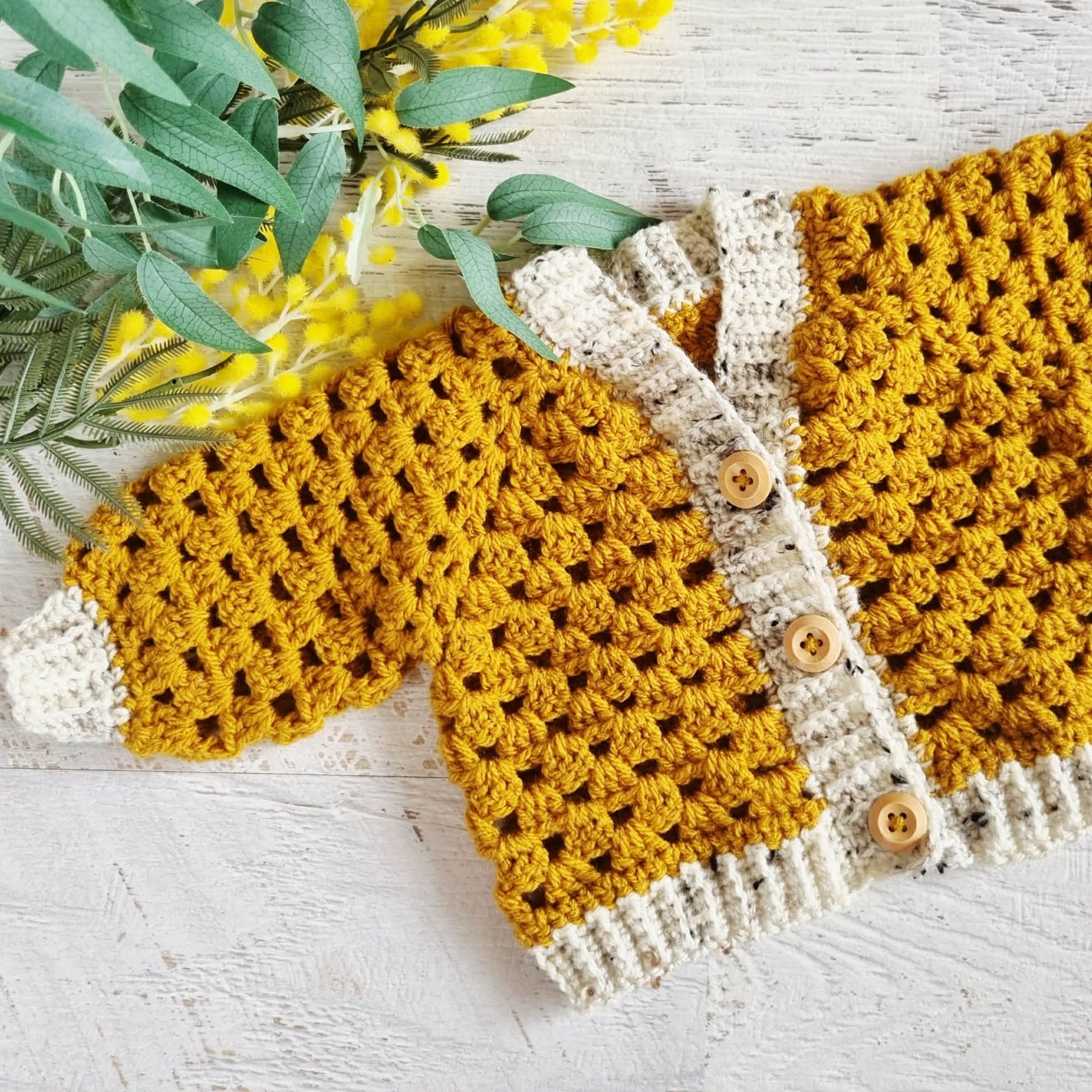 Baby Cardigan | Mustard | Newborn | Granny Stitch | Handmade | Crochet | 0-3 months