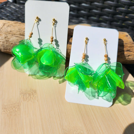 Earrings Made from Beads Crafted from Recycled Plastic Bottles