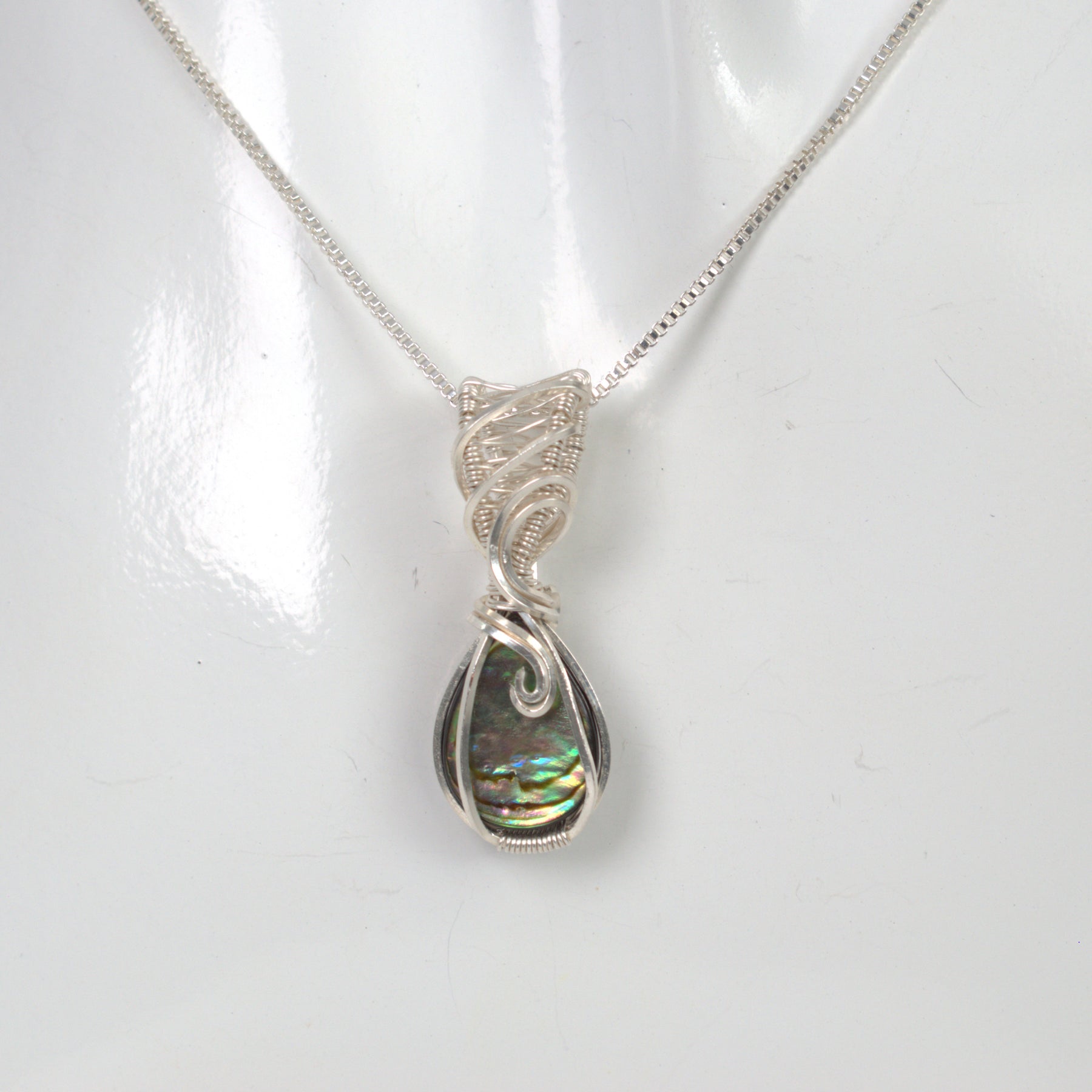 Wire-wrapped Abalone Doublet Keepsake Pendant