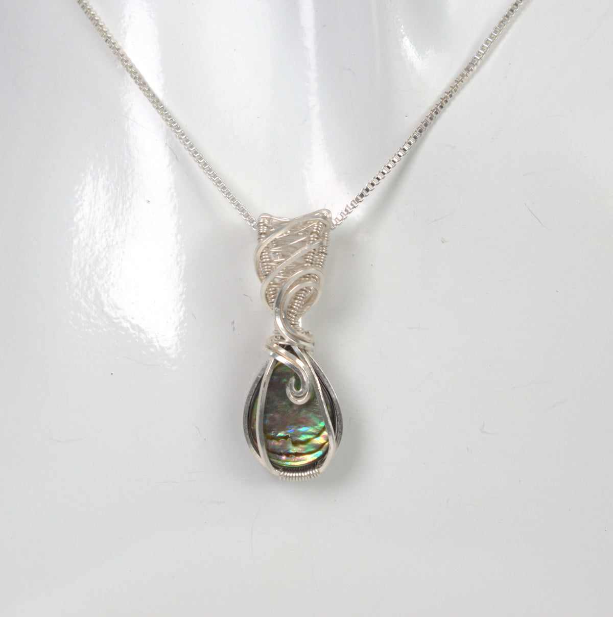 Wire-wrapped Abalone Doublet Keepsake Pendant