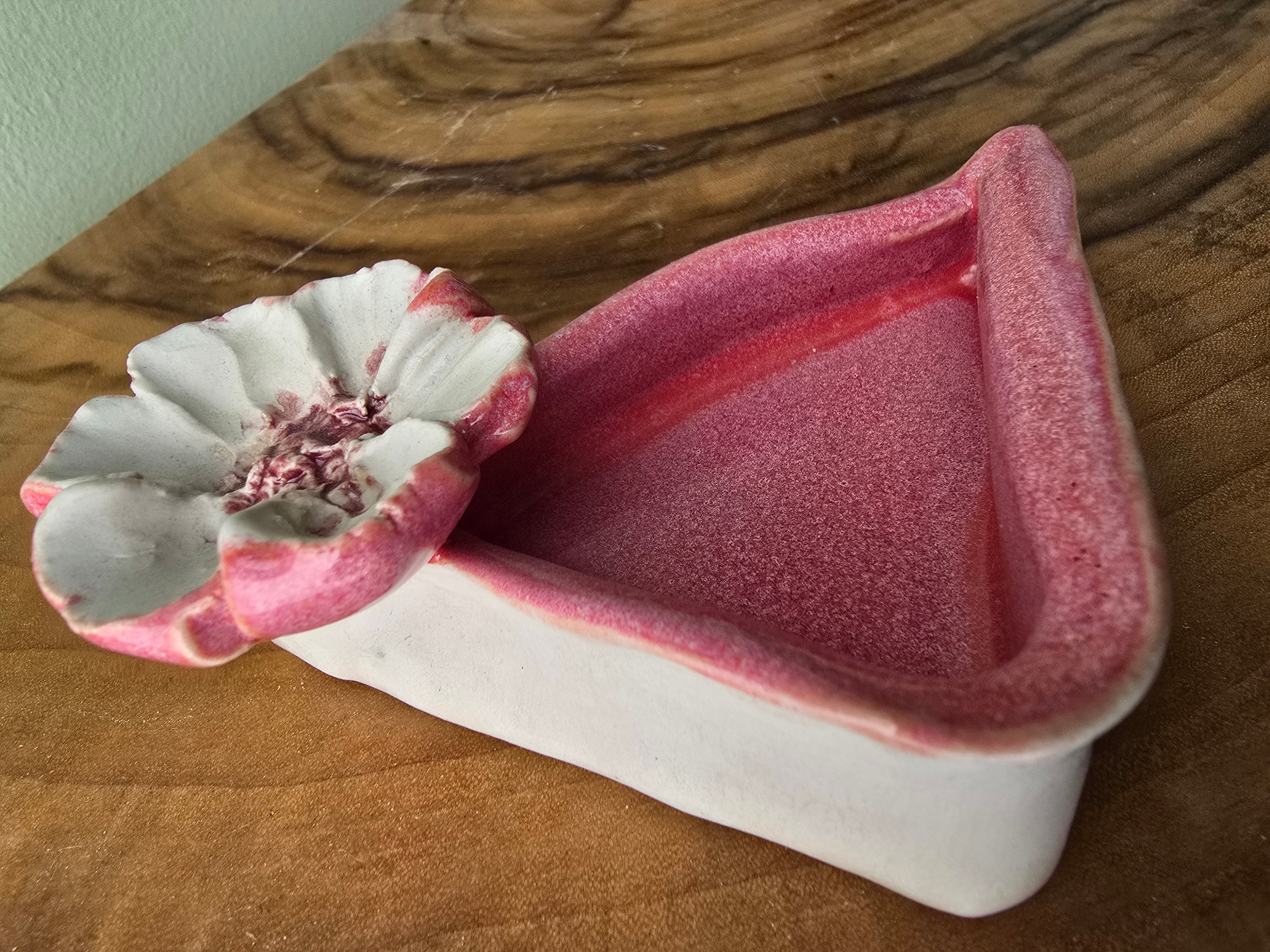 Pink and flowery trinket dish