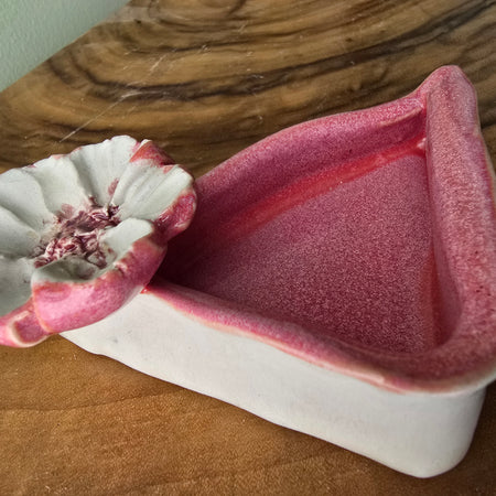 Pink and flowery trinket dish