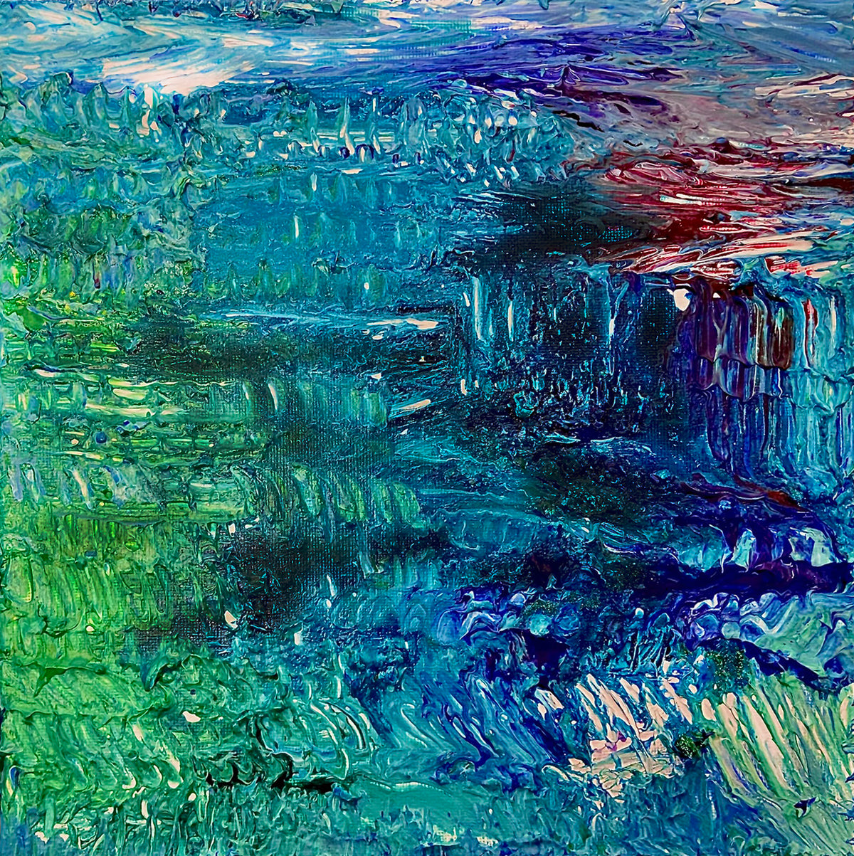 Ripples 1 ORIGINAL CANVAS PAINTING 25.4x25.4x3.5cm by Margo Humphries