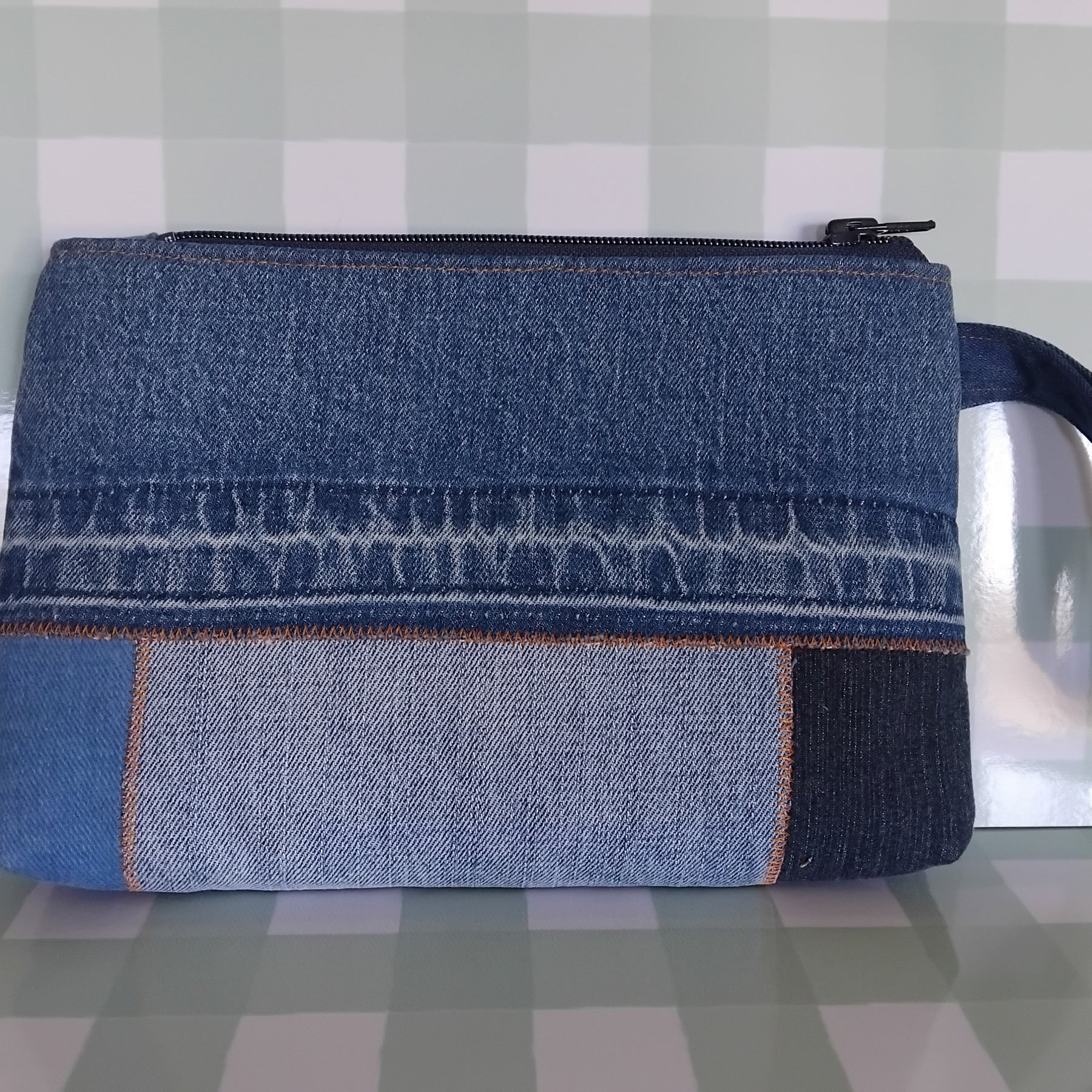 Patchwork Denim Wristlet