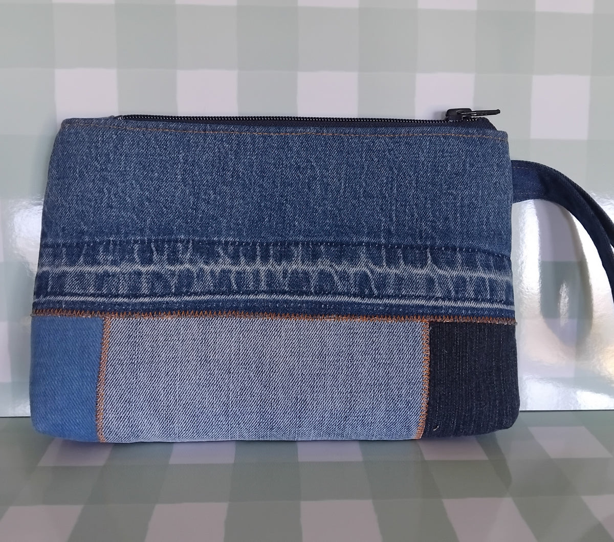 Patchwork Denim Wristlet
