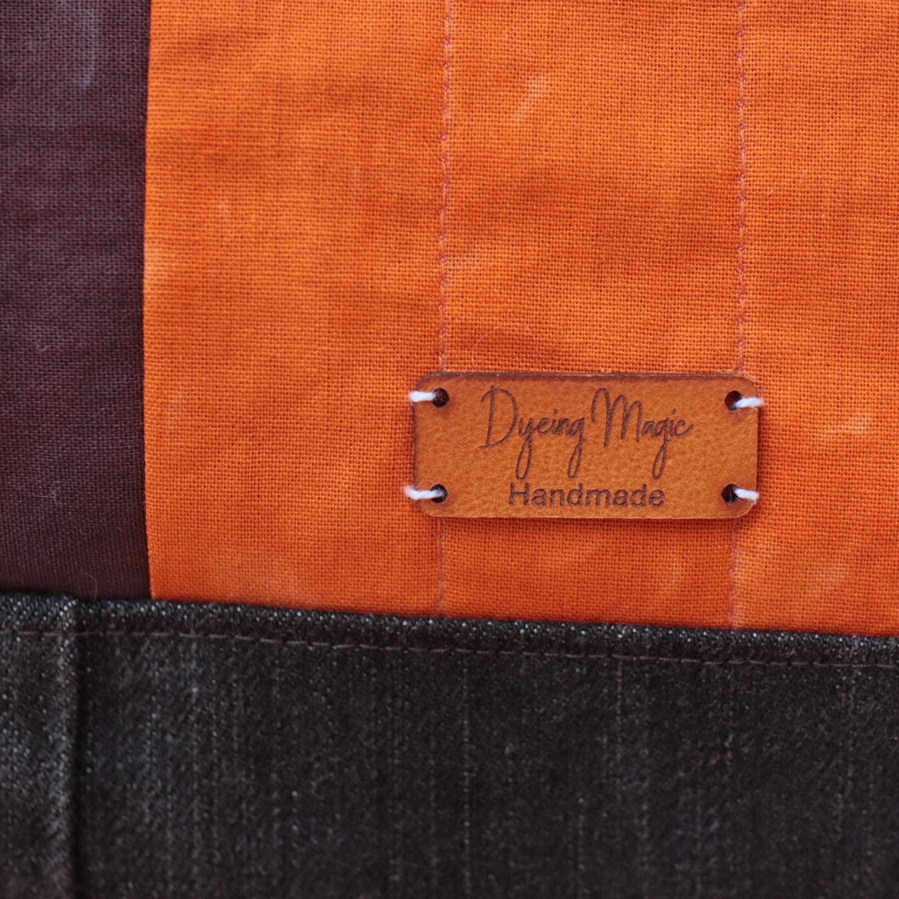 Tote Bag, Hand Dyed with upcycled denim, autumn colours