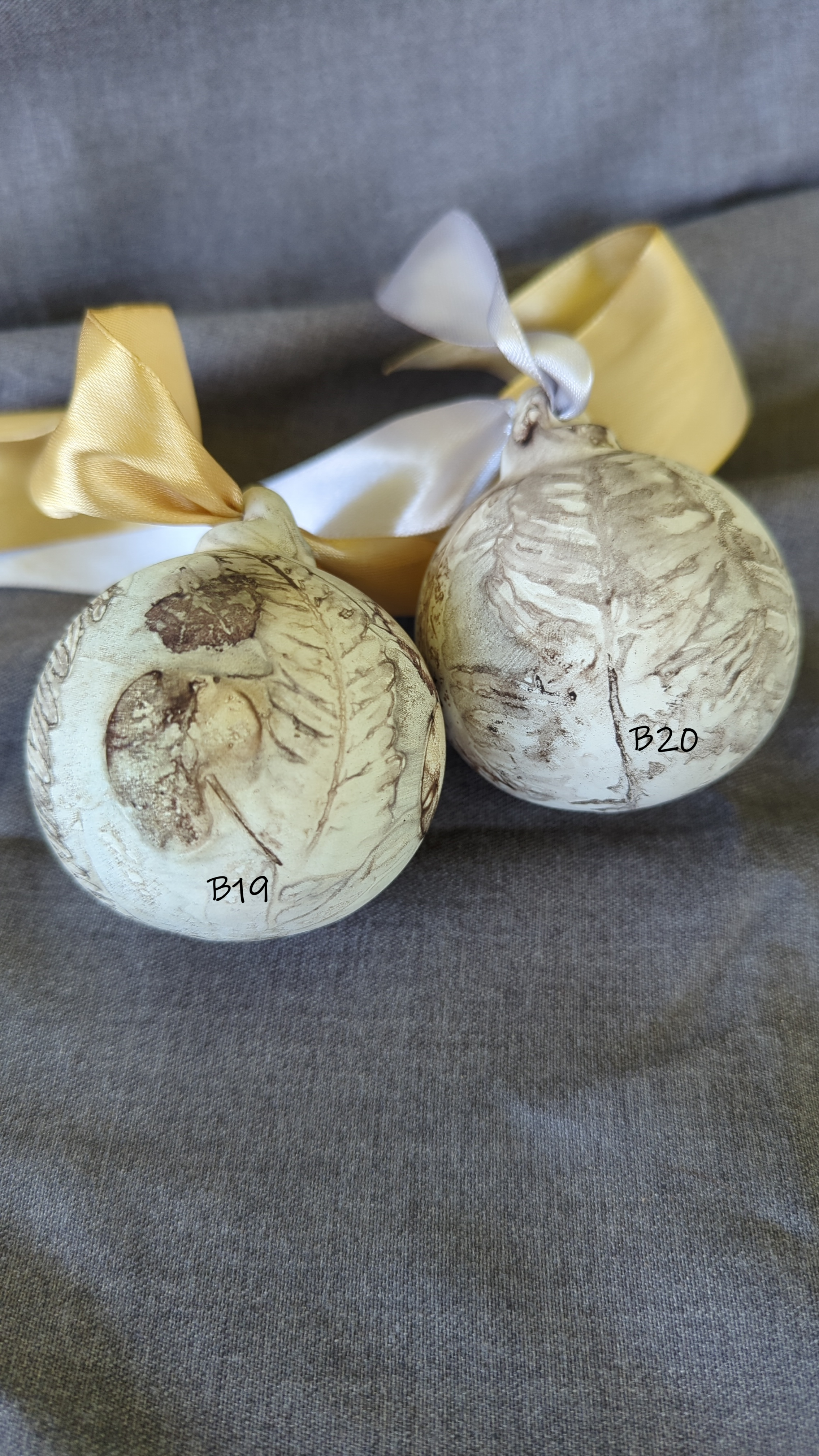 Eco Print Ceramic Christmas Baubles
