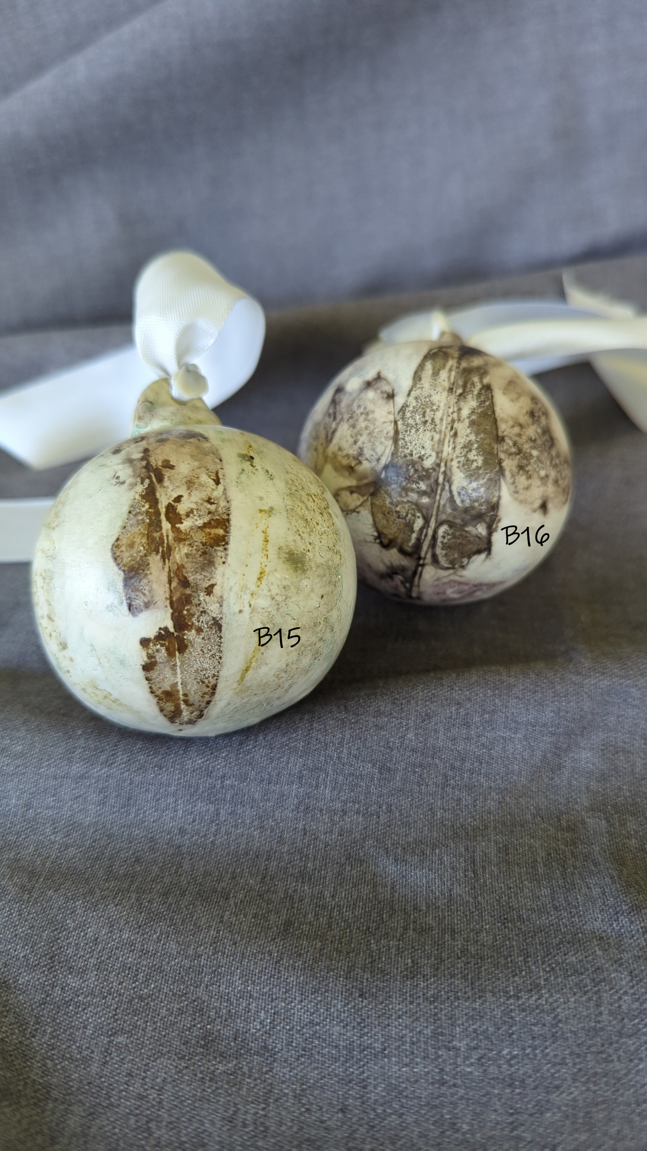 Eco Print Ceramic Christmas Baubles