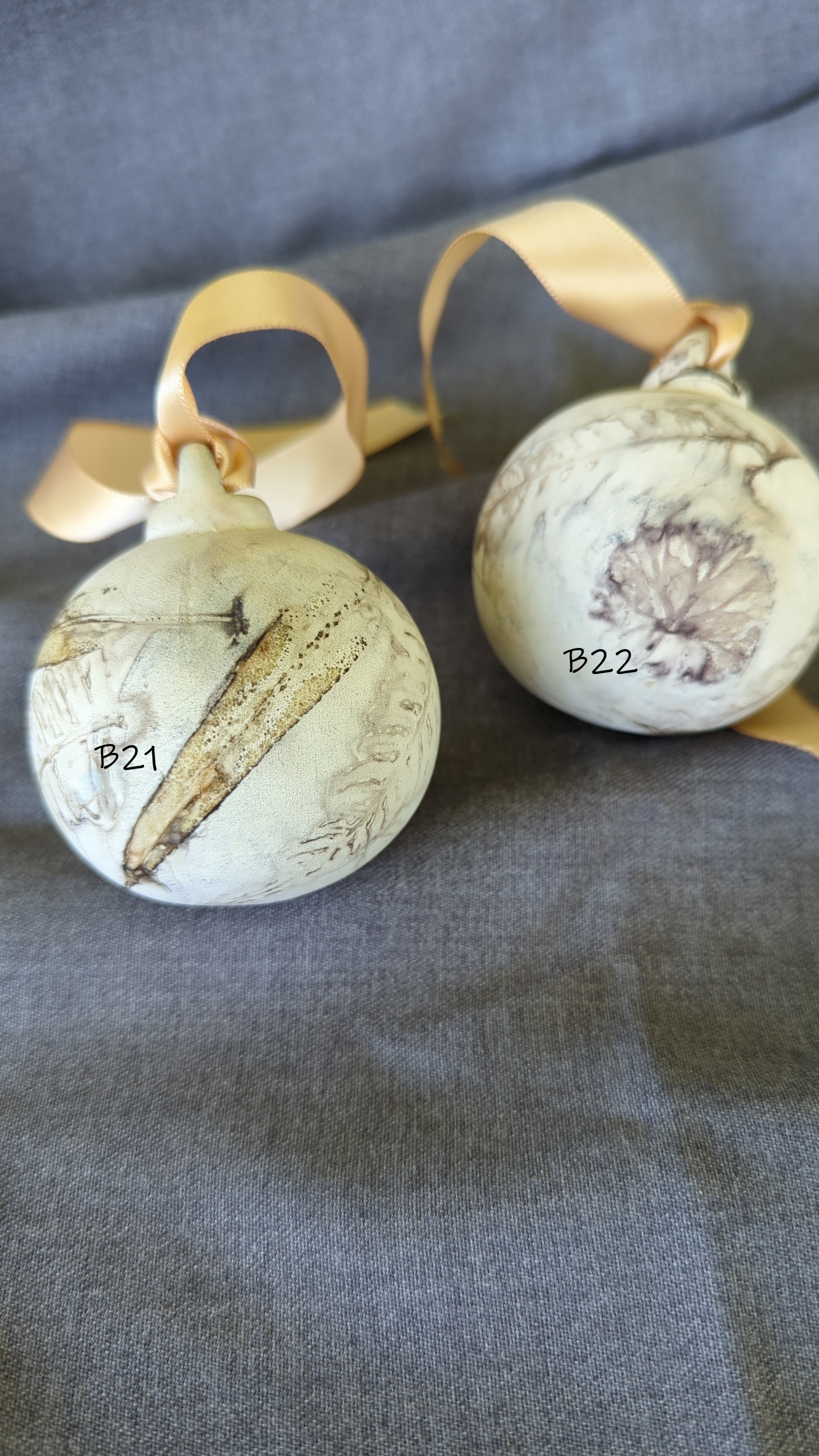Eco Print Ceramic Christmas Baubles