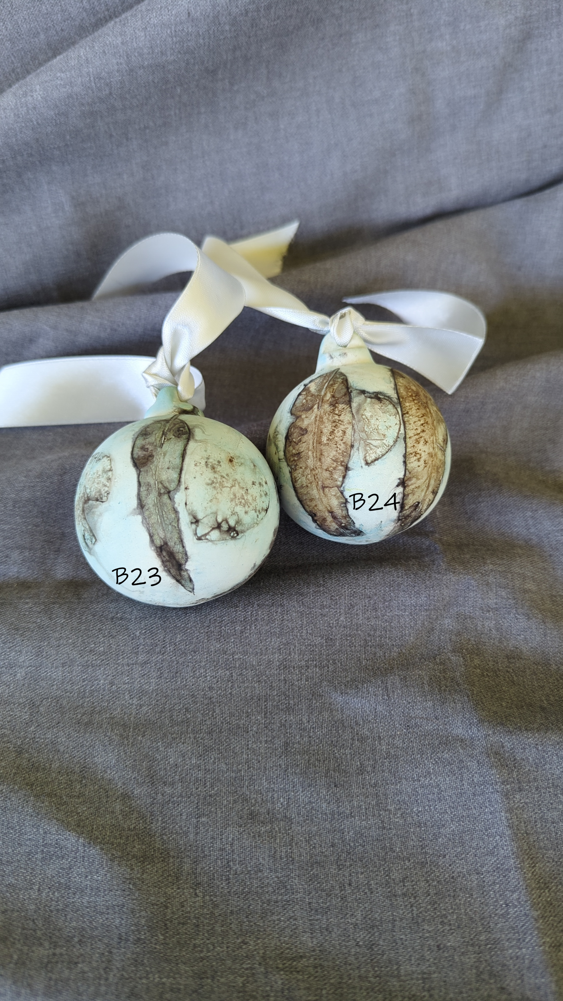 Eco Print Ceramic Christmas Baubles