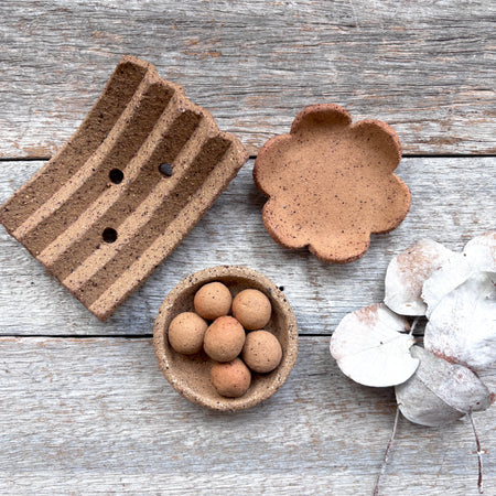 Rustic Ceramic Soap Dish + Flower Dish + Essential Oil Dish | SPRING SALE BUNDLE