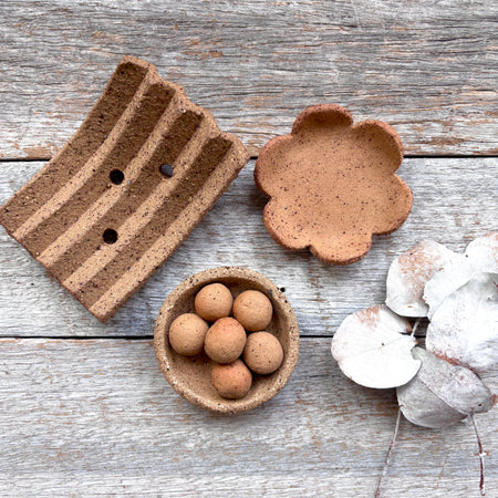 Rustic Ceramic Soap Dish + Flower Dish + Essential Oil Dish | SPRING SALE BUNDLE No.3