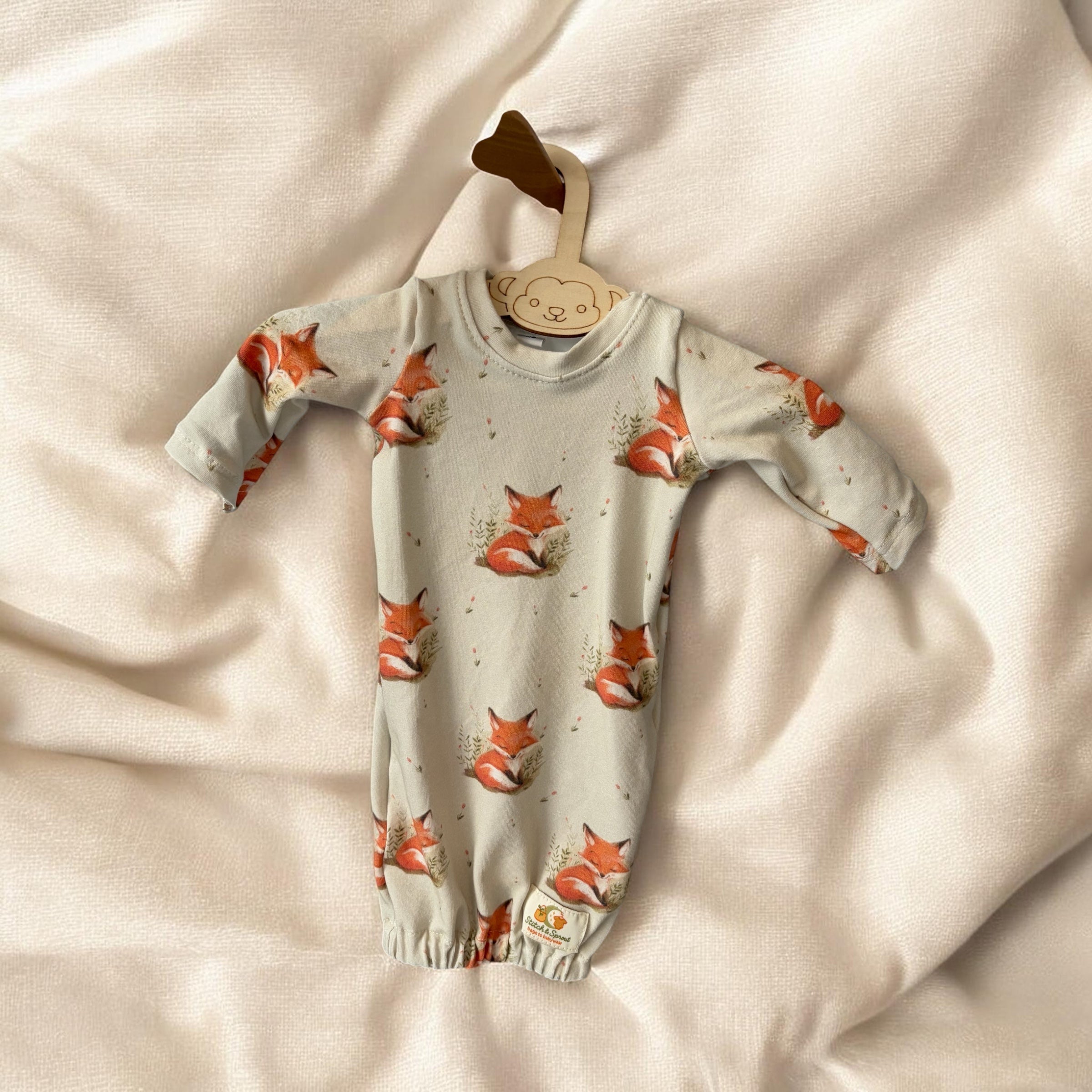 Sleeping Fox Babies Gown Premmie size 0000