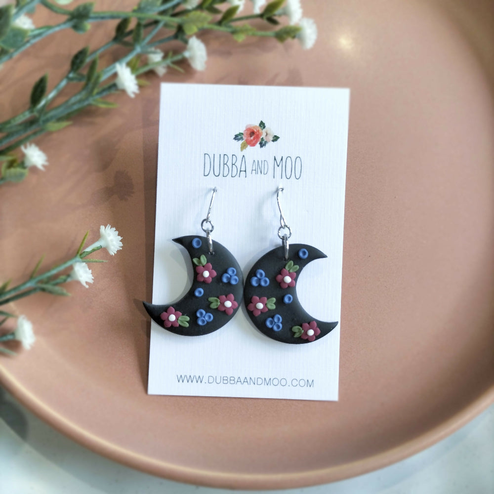 Floral Moon Dangles