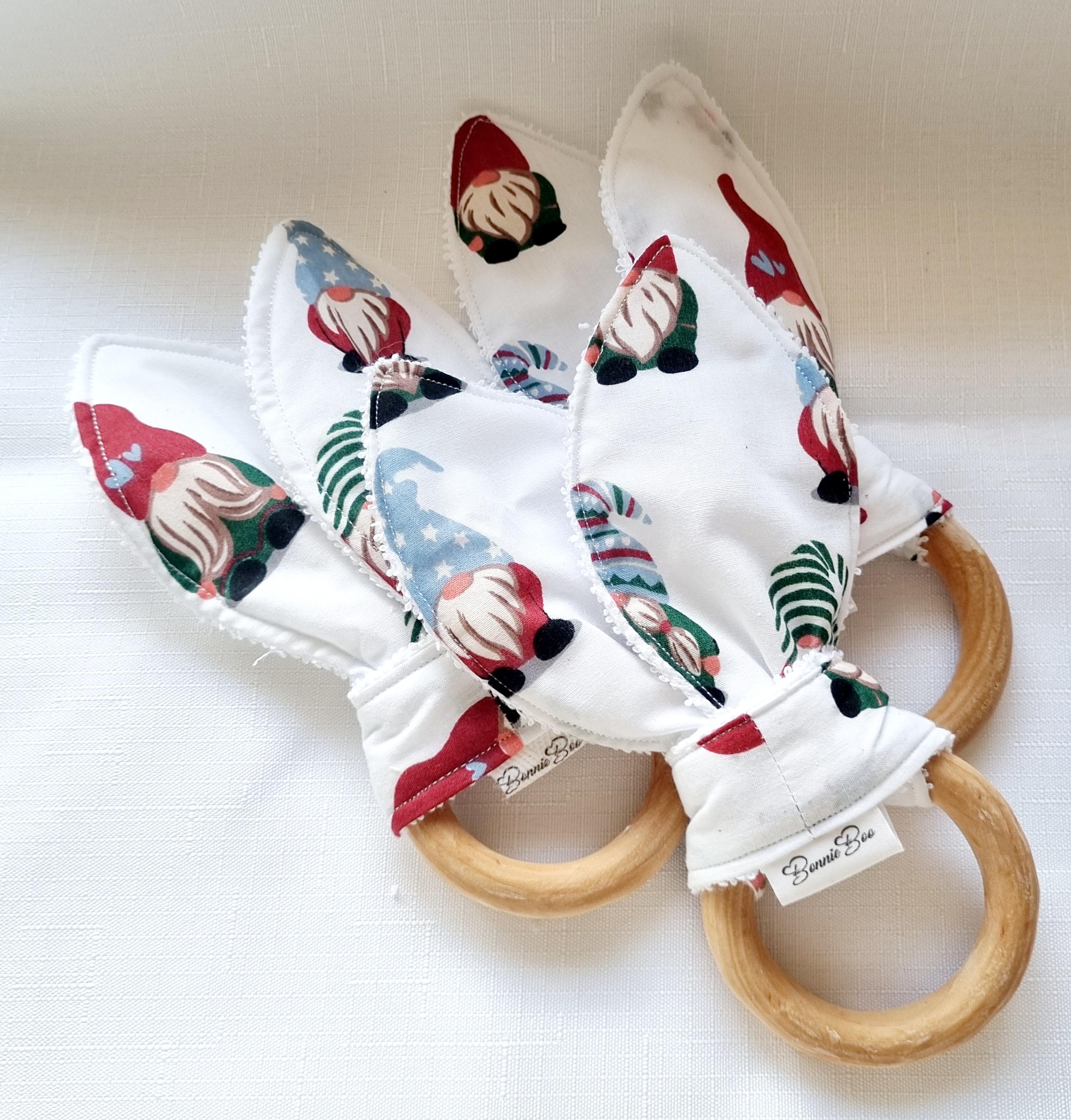 Bunny Ear Ring Toy - Christmas Gnomes – Cotton – towelling - Free Shipping - BB12