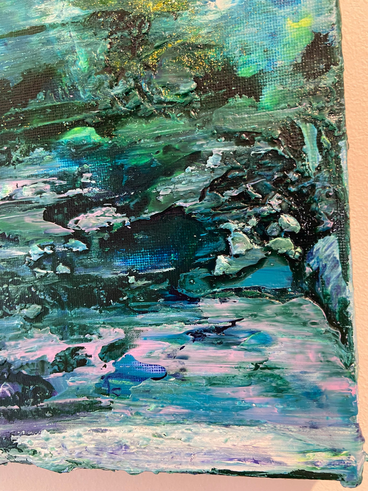 Water Lilies Encore Painting, Abstract Acrylic Wall Art by Margo Humphries