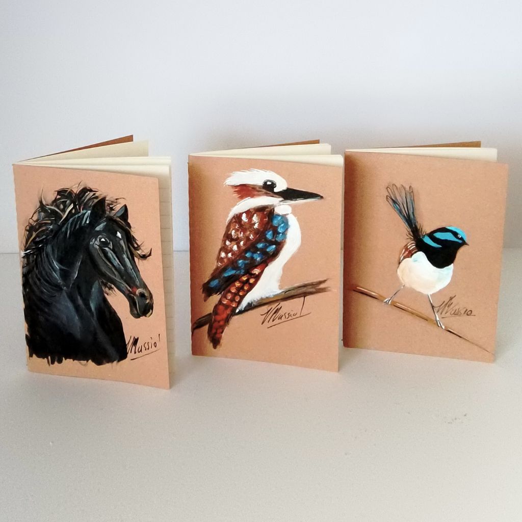 Handpainted Pocket Notebooks. Single or Set of 3. 5 Bird Designs