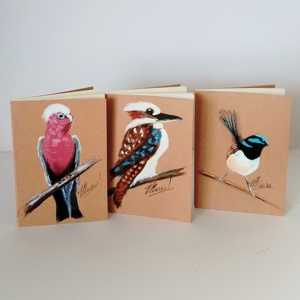 Handpainted Pocket Notebooks. Single or Set of 3. 5 Bird Designs