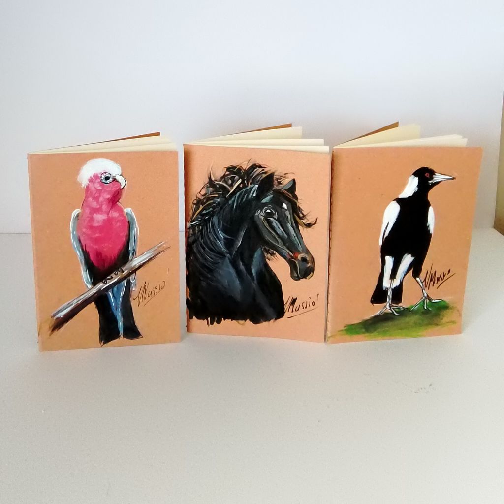 Handpainted Pocket Notebooks. Single or Set of 3. 5 Bird Designs