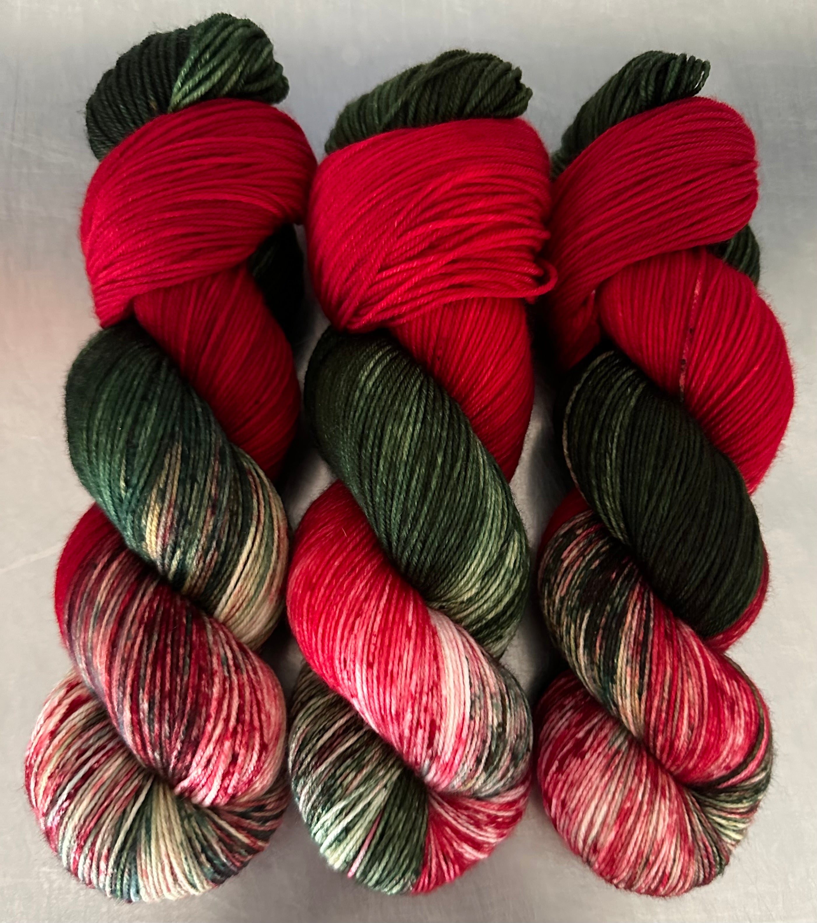 Christmas Yarn - 4ply Deluxe Hand Dyed Christmas Sock Yarn